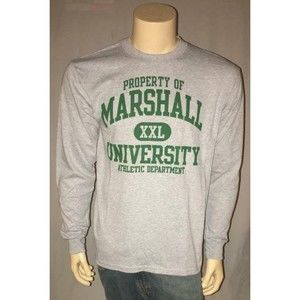 Marshall University T Shirt Adults Thundering Herd NCAA Long Sleeve Gray